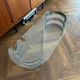 70s oval design coffee table in glass with chrome legs