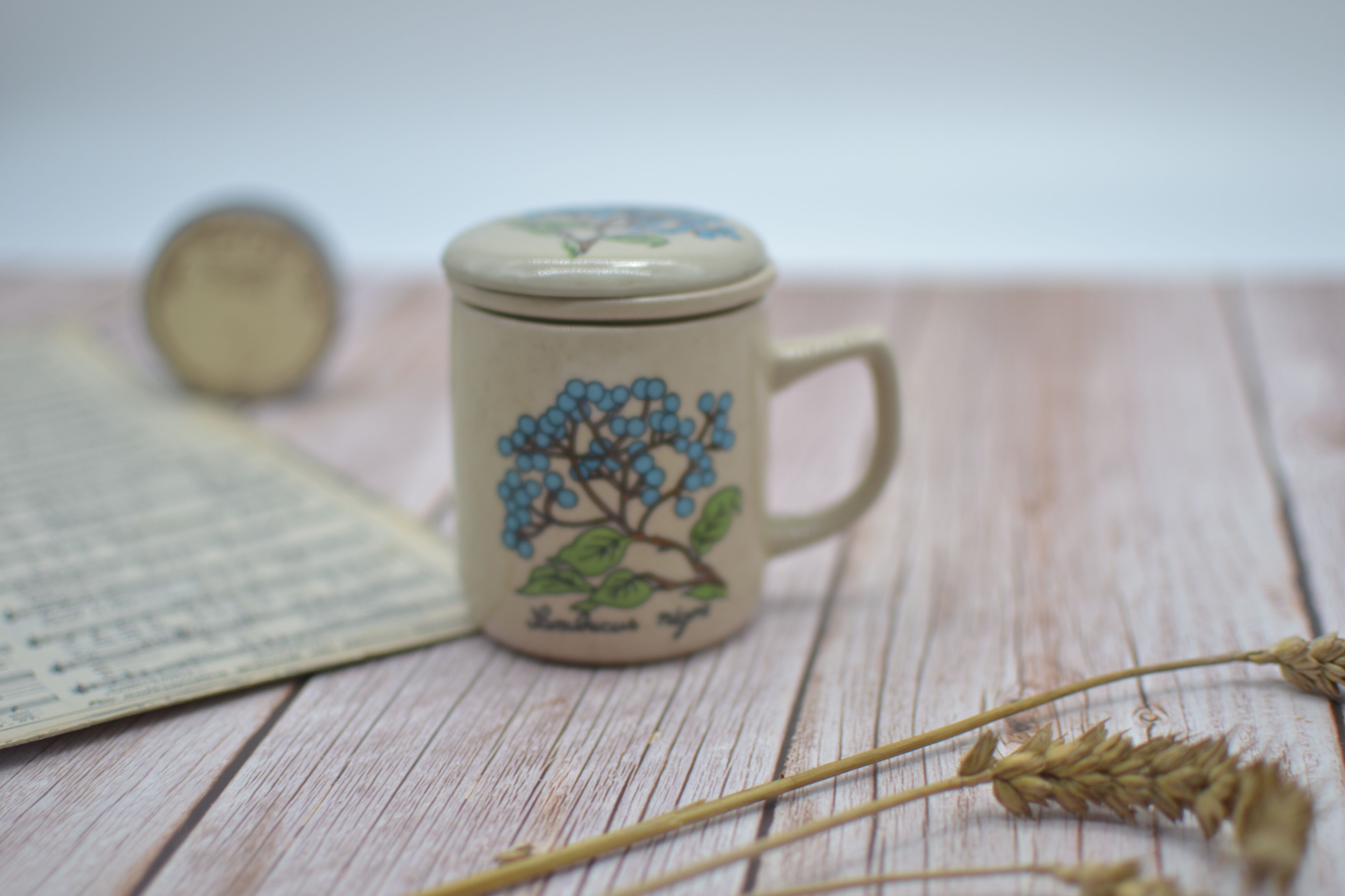 Vintage sandstone teapot with infuser