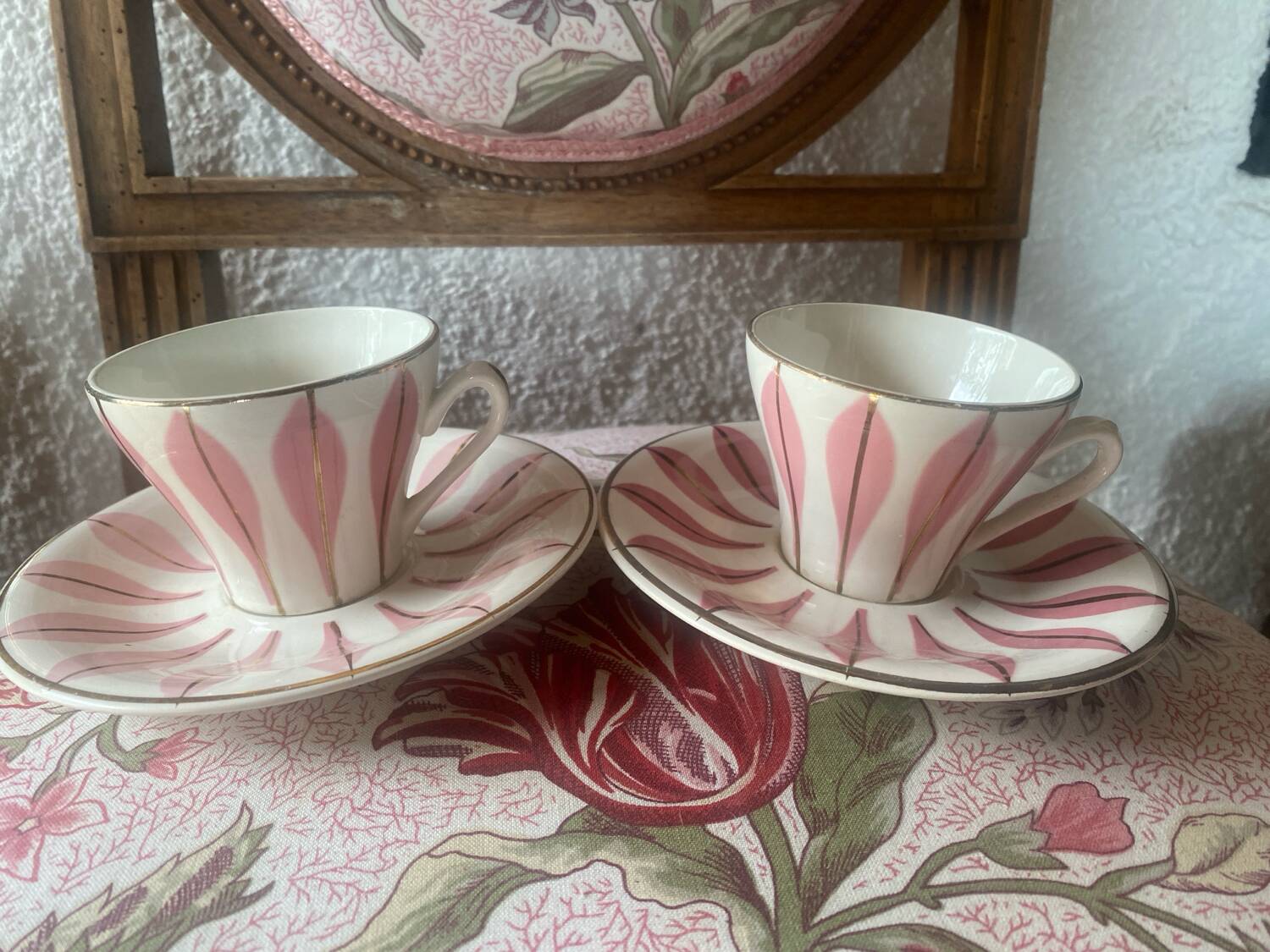 Set of 2 vintage Digoin coffee cups