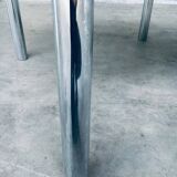 Mid-Century Smoked Glass & Chromed Steel Square Dining Table attributed to Sergio Mazza for Cinova, Italy, 1970s