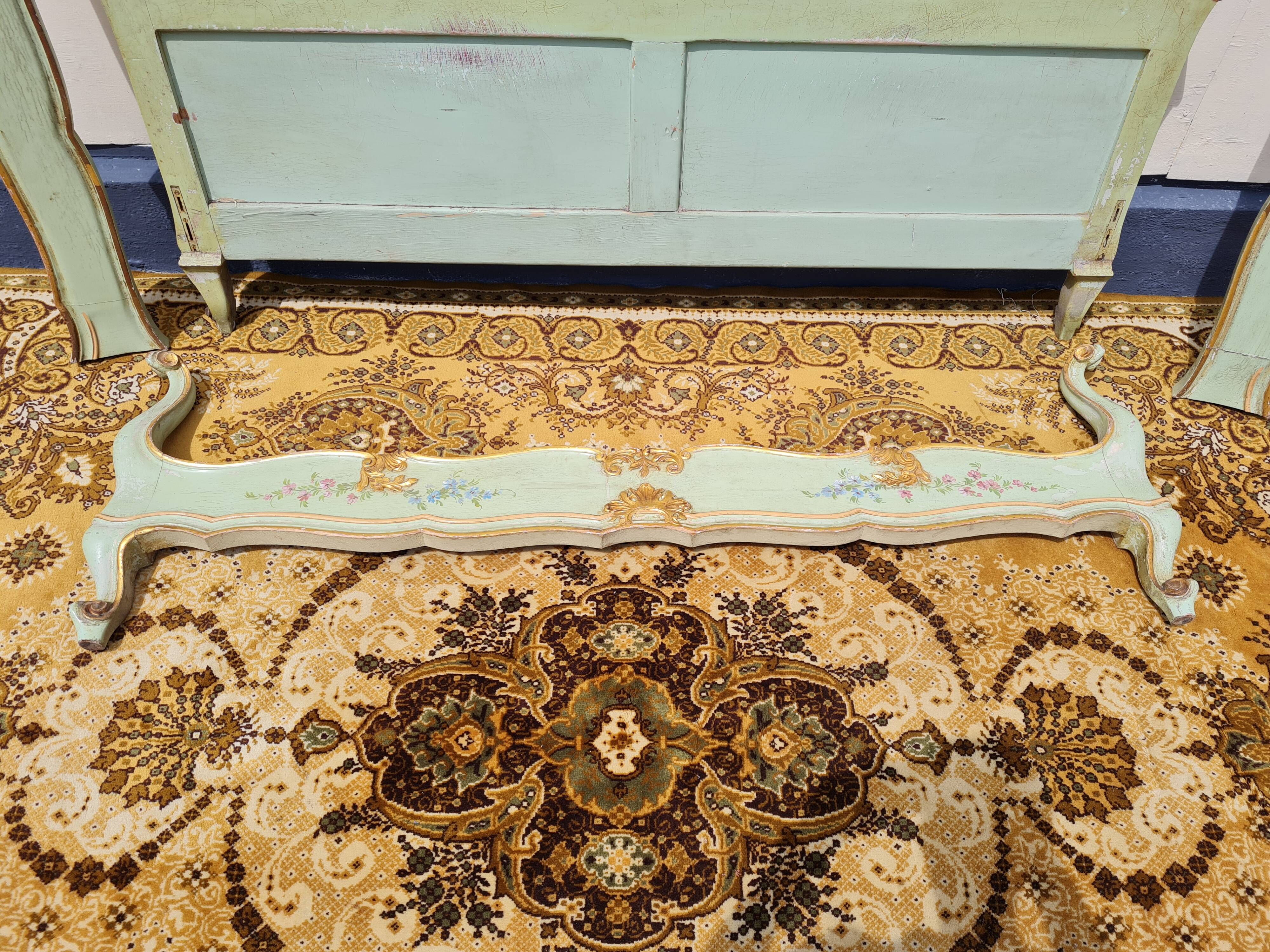 Louis XV style bed in lacquered and gilded wood