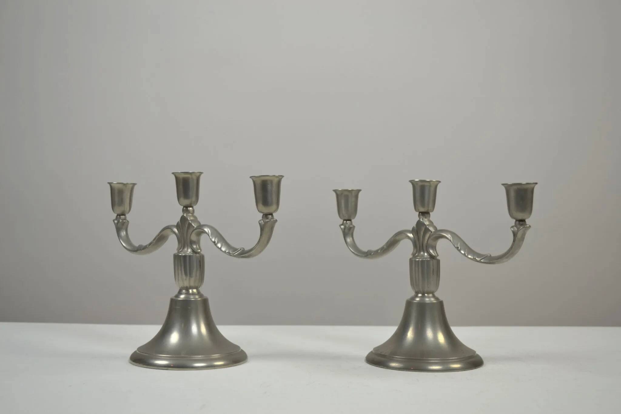 Rare pair of Pewter Candle Holders, Model 224 by GAB Tenn, Sweden, 1932