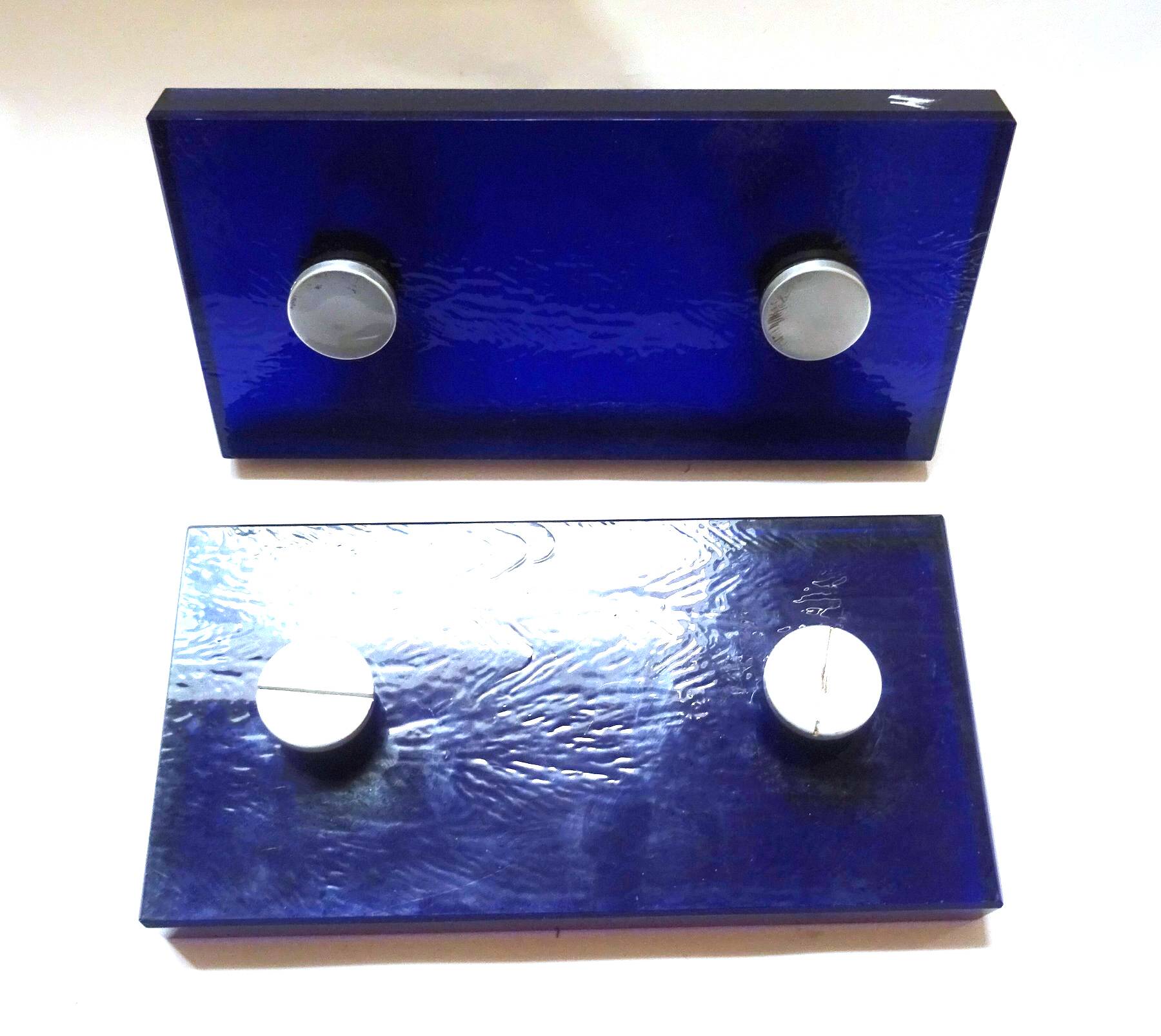 Vintage Door Handles • Solid Glass • Cobalt Blue • 1960