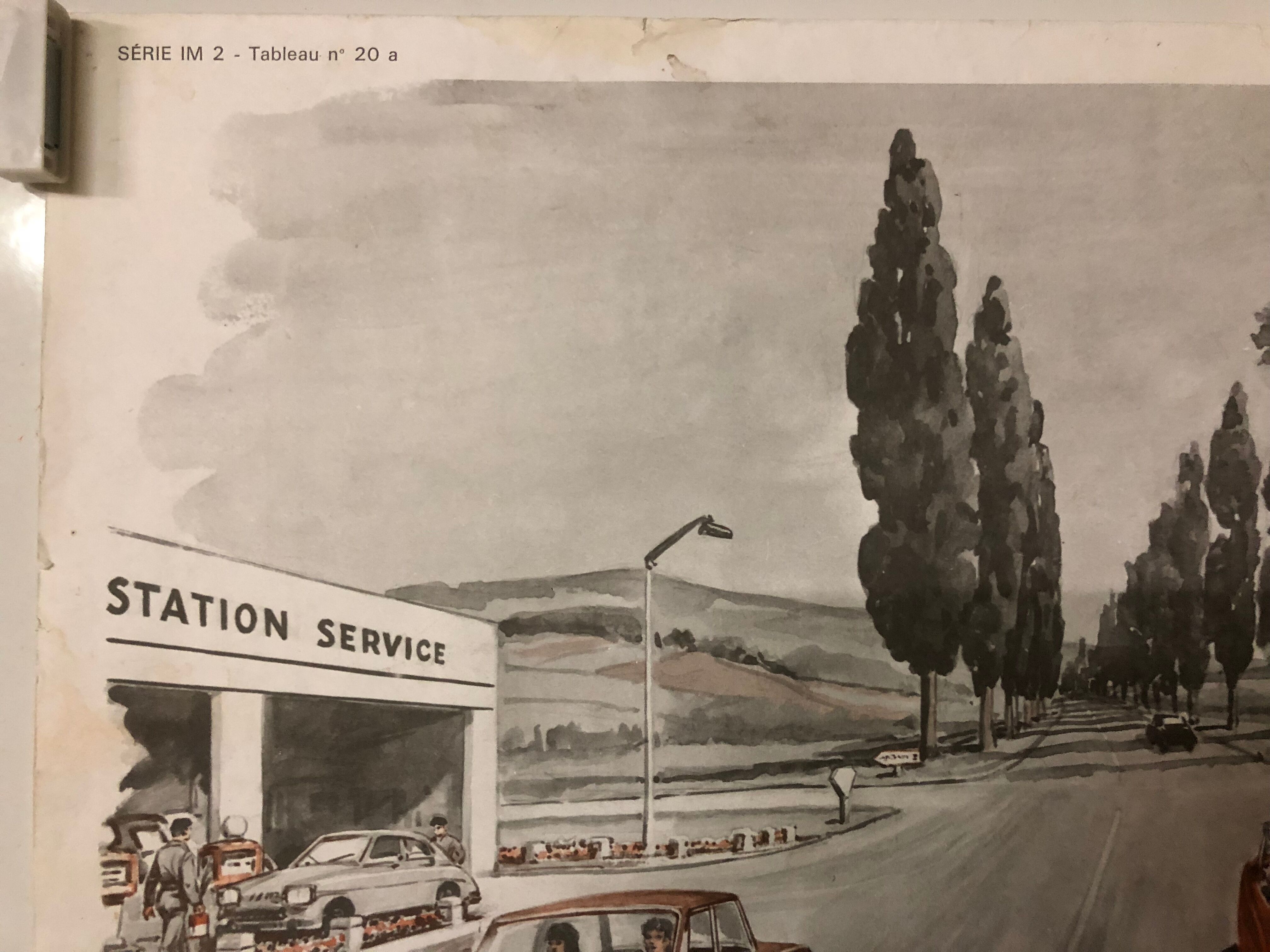 Vintage school poster of the station traffic and platform
