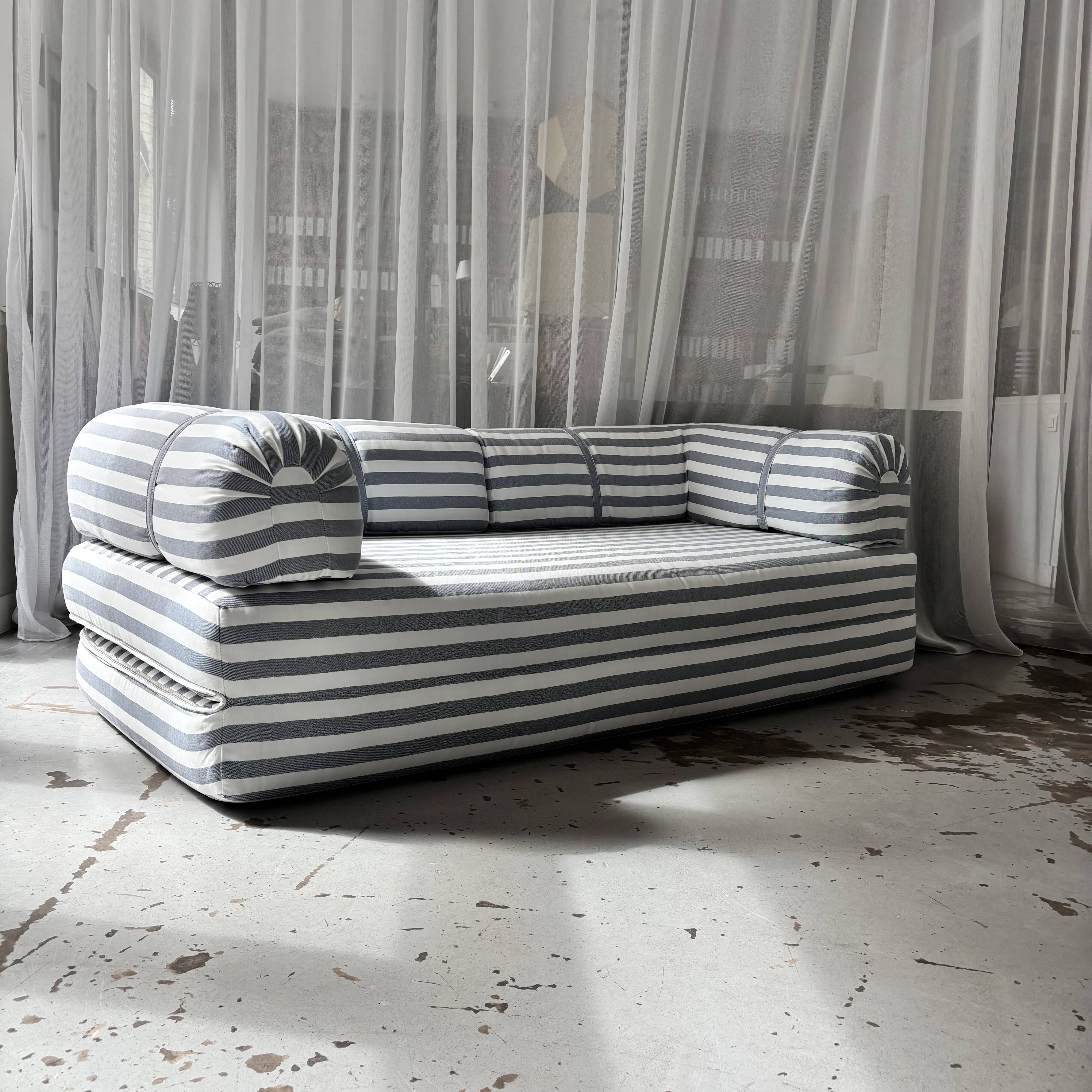 Vintage black and white striped sofa bed