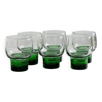 6 liqueur glasses, retro green base verrines.