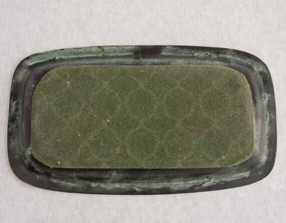 Dark green rectangular bronze dish