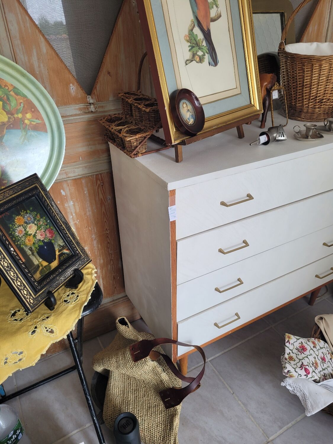 Vintage chest of drawers compass feet