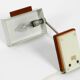 Rare original 1960s Kaiser Leuchten light metal teak table lamp