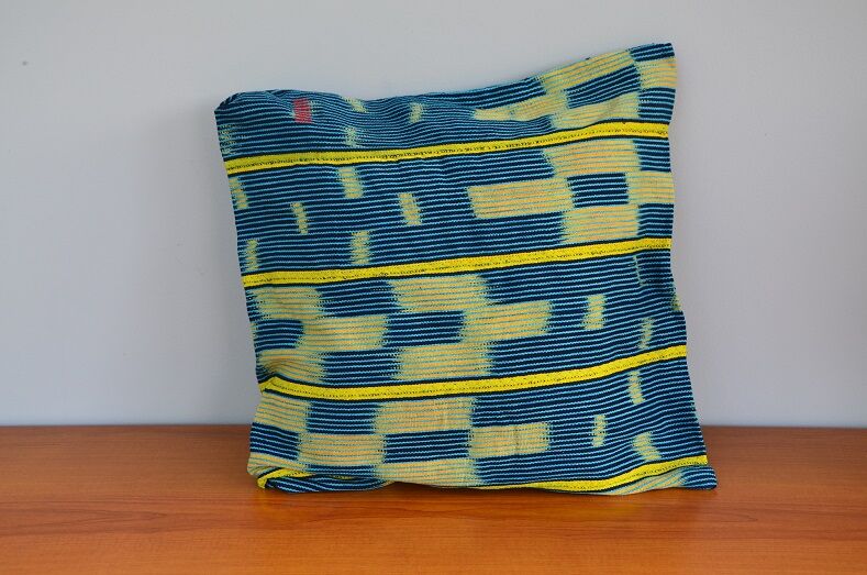 Blue Baoulé fabric cushion cover