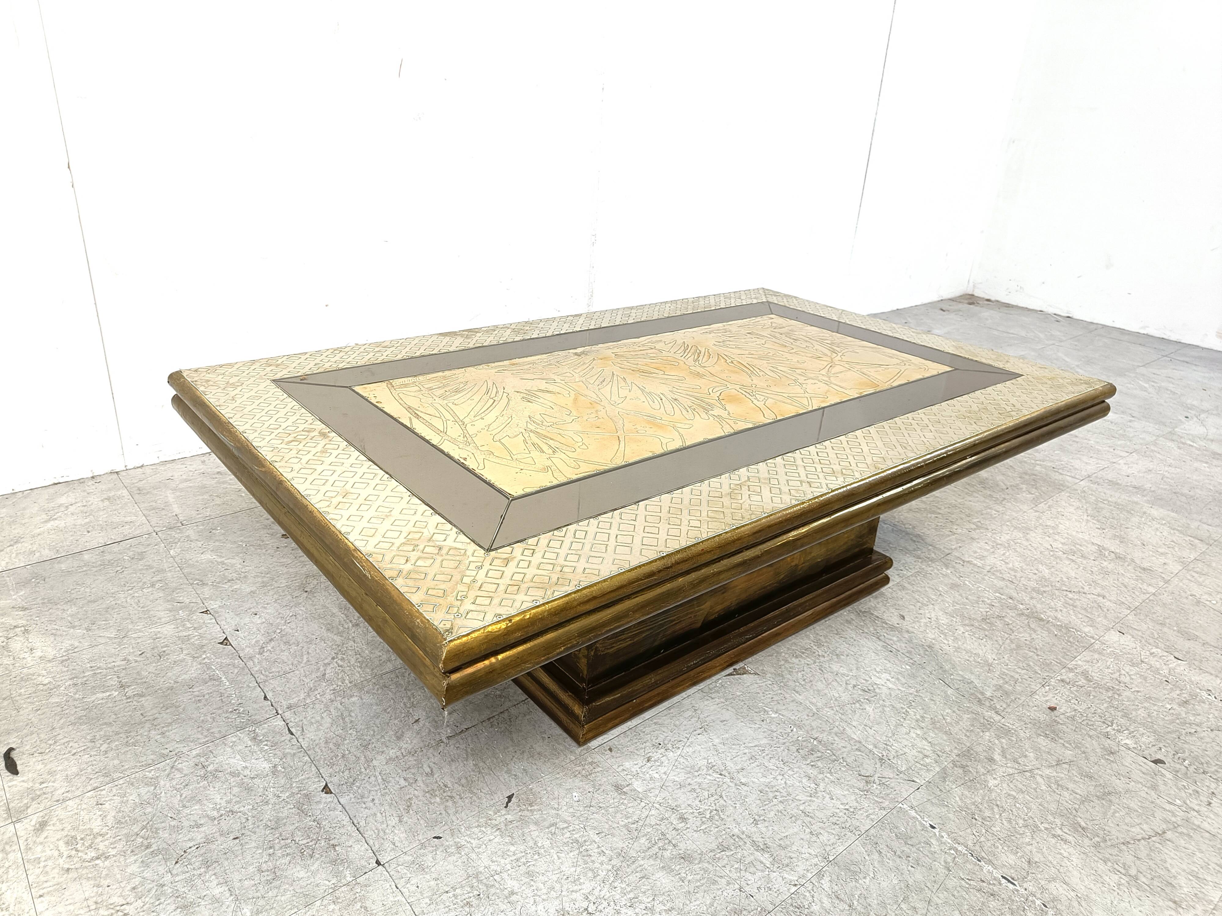 Table basse vintage en laiton par Rodolfo Dubarry, 1970