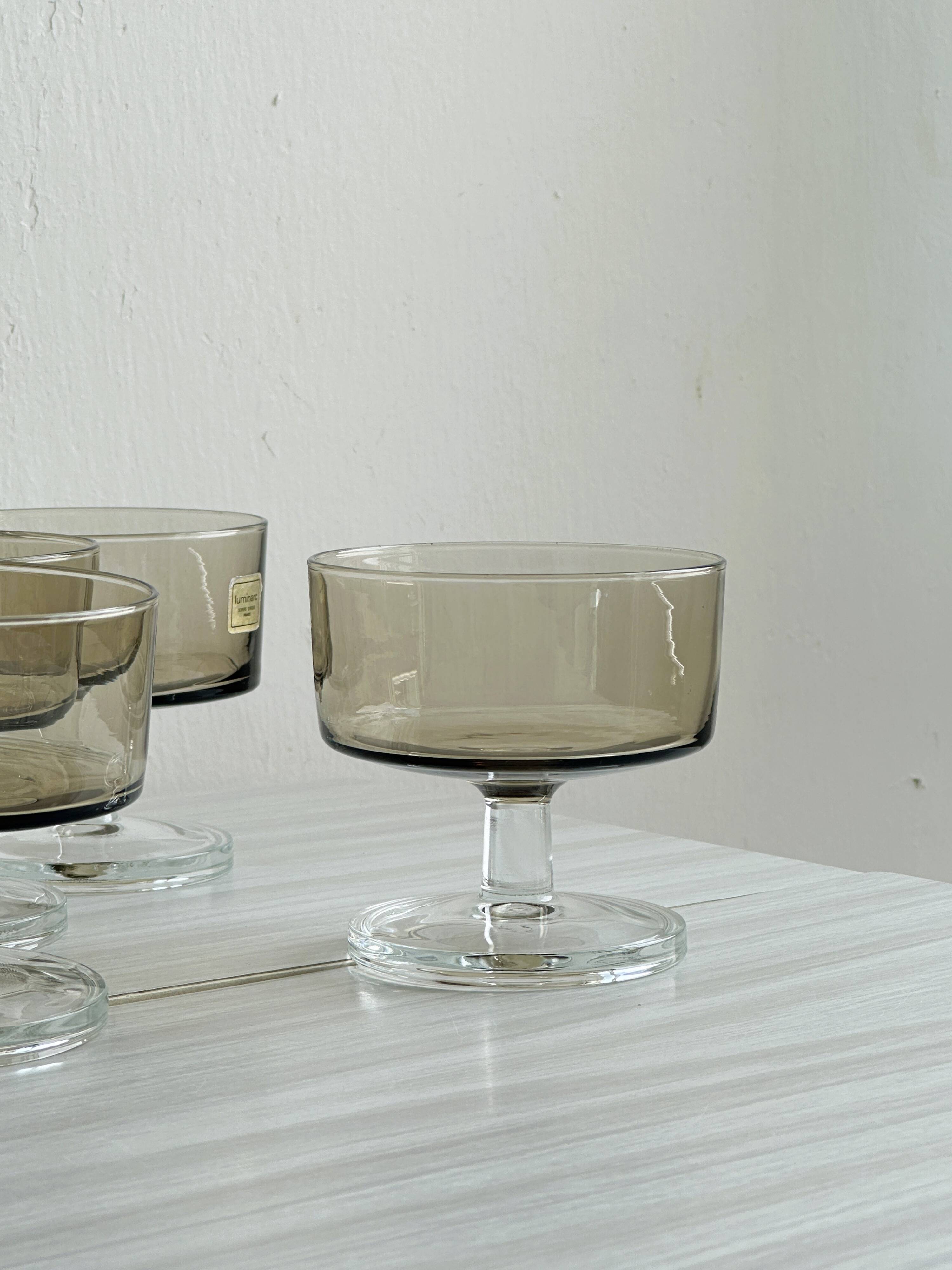 5 smoked glass dessert cups
