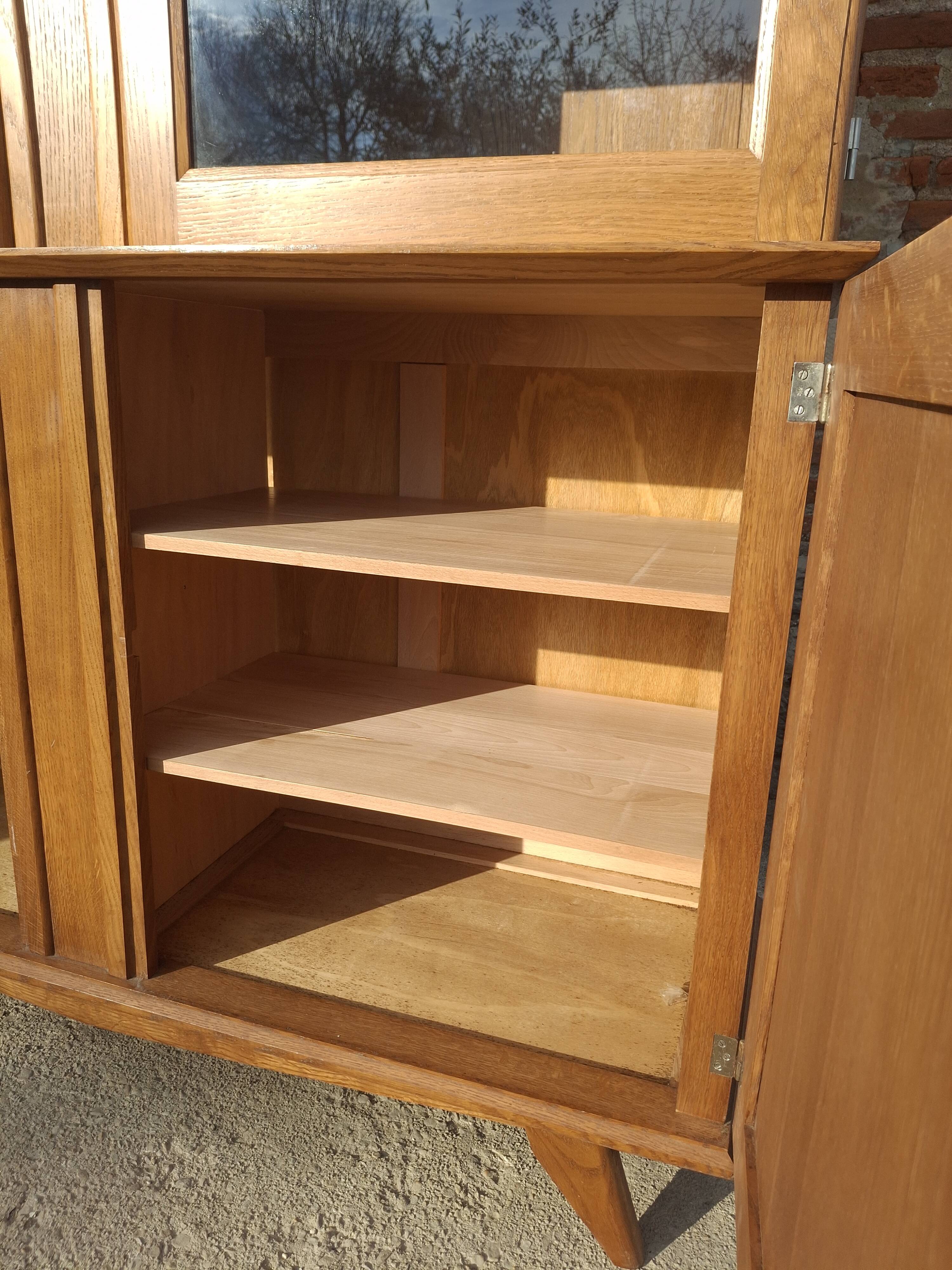 Display cabinet, solid oak, 1970s.
