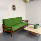 Vintage 3-seater canapé in solid oak with boucle fabric, Scandinavian design from the 70s.
