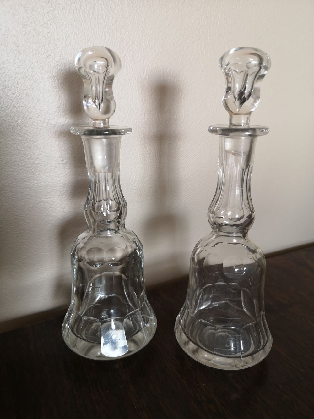 Pair of crystal abstinthe decanters late 19th/early 20th century