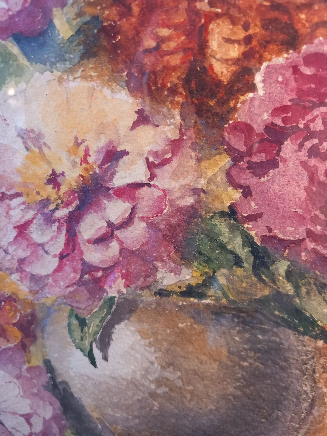 Nature painting with bouquet of flowers