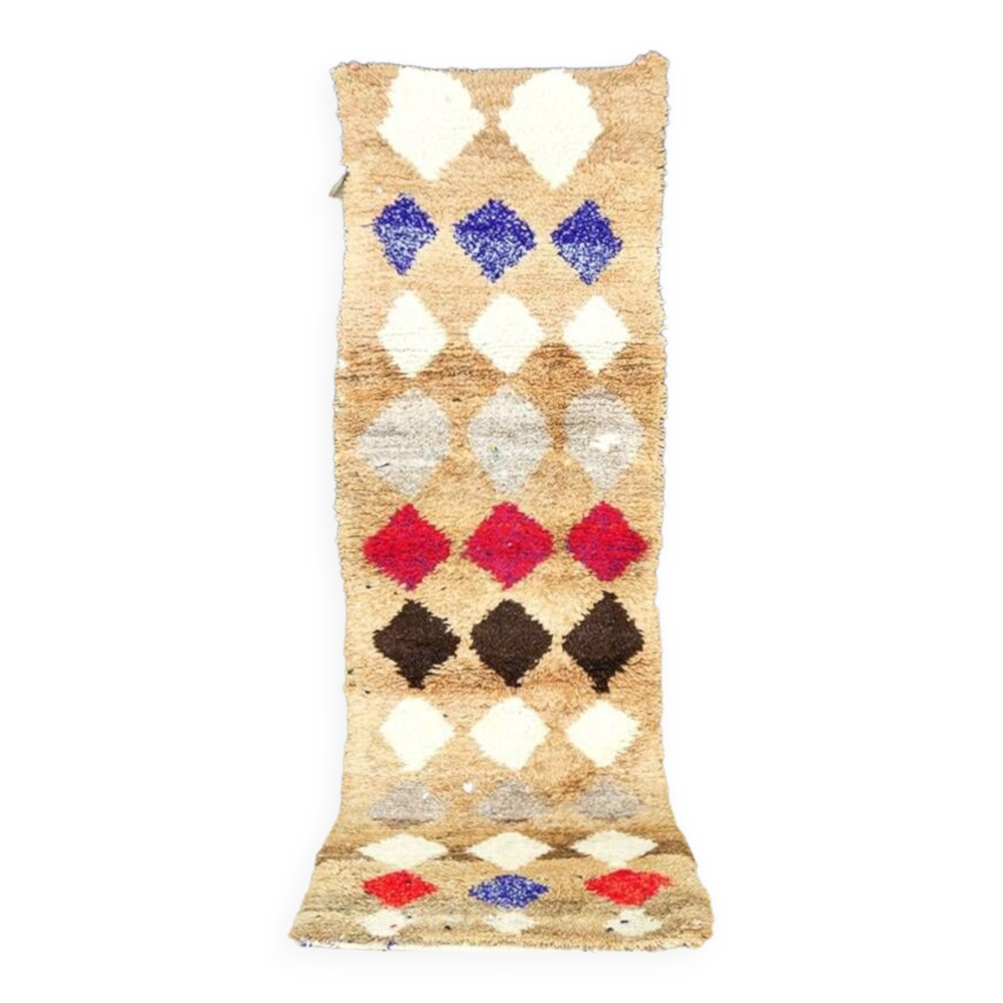Vintage Moroccan Berber Boujaad rug 343 x 77 cm