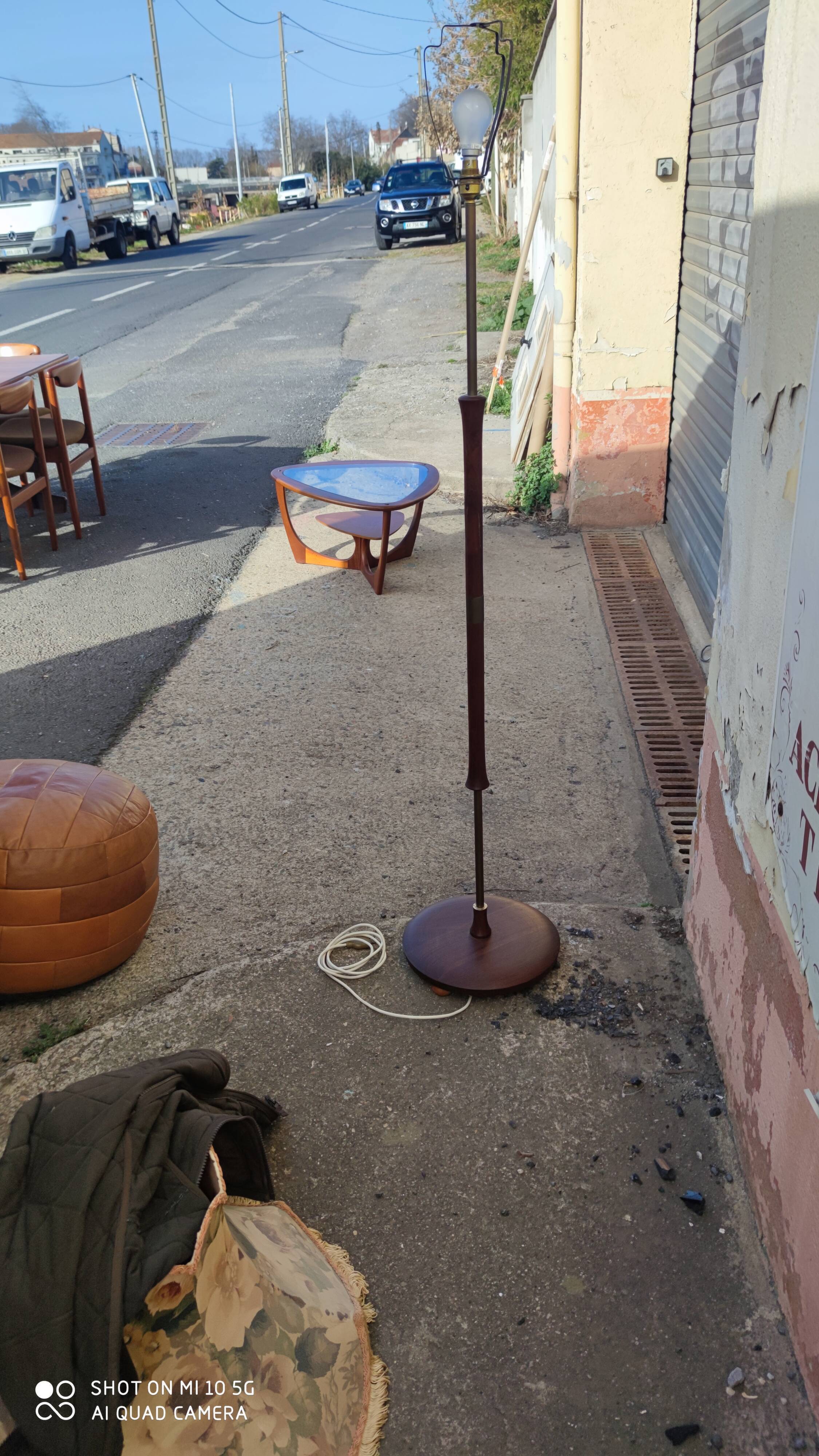 Teak and bronze floor lamp, circa 1960