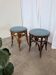 Pair of Vintage Bentwood Stools / Thonet Style / Upholstered Seat in Blue
