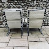 Pair of Armchairs and Ottoman, "Joker" Model, Large Leather Model