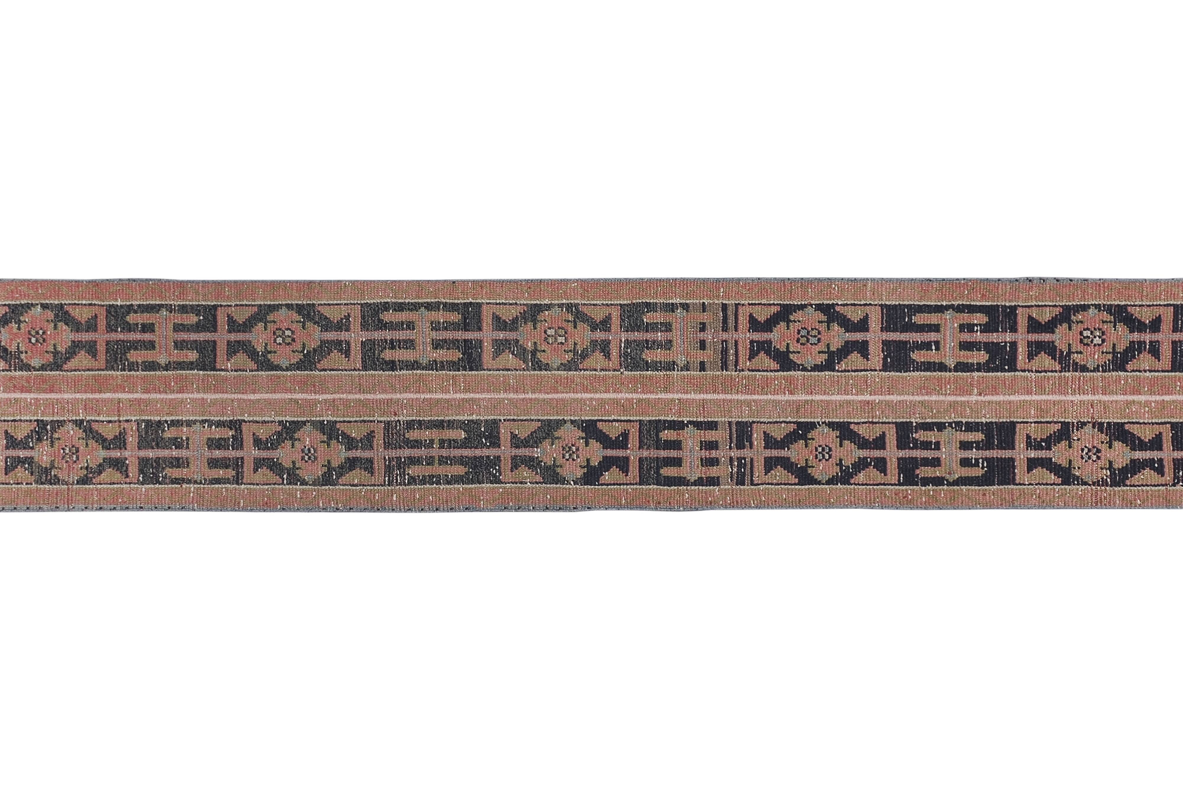 Vintage Turkish Oushak Rug Handwoven 48 x 297cm