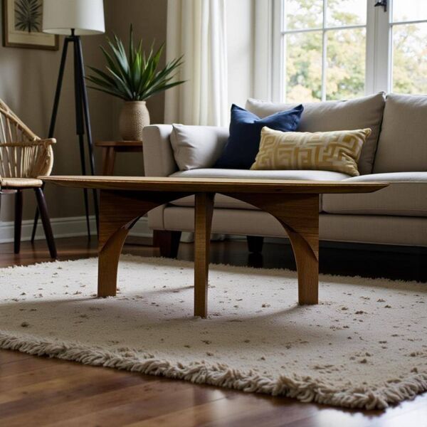 Table basse ovale rétro en bois