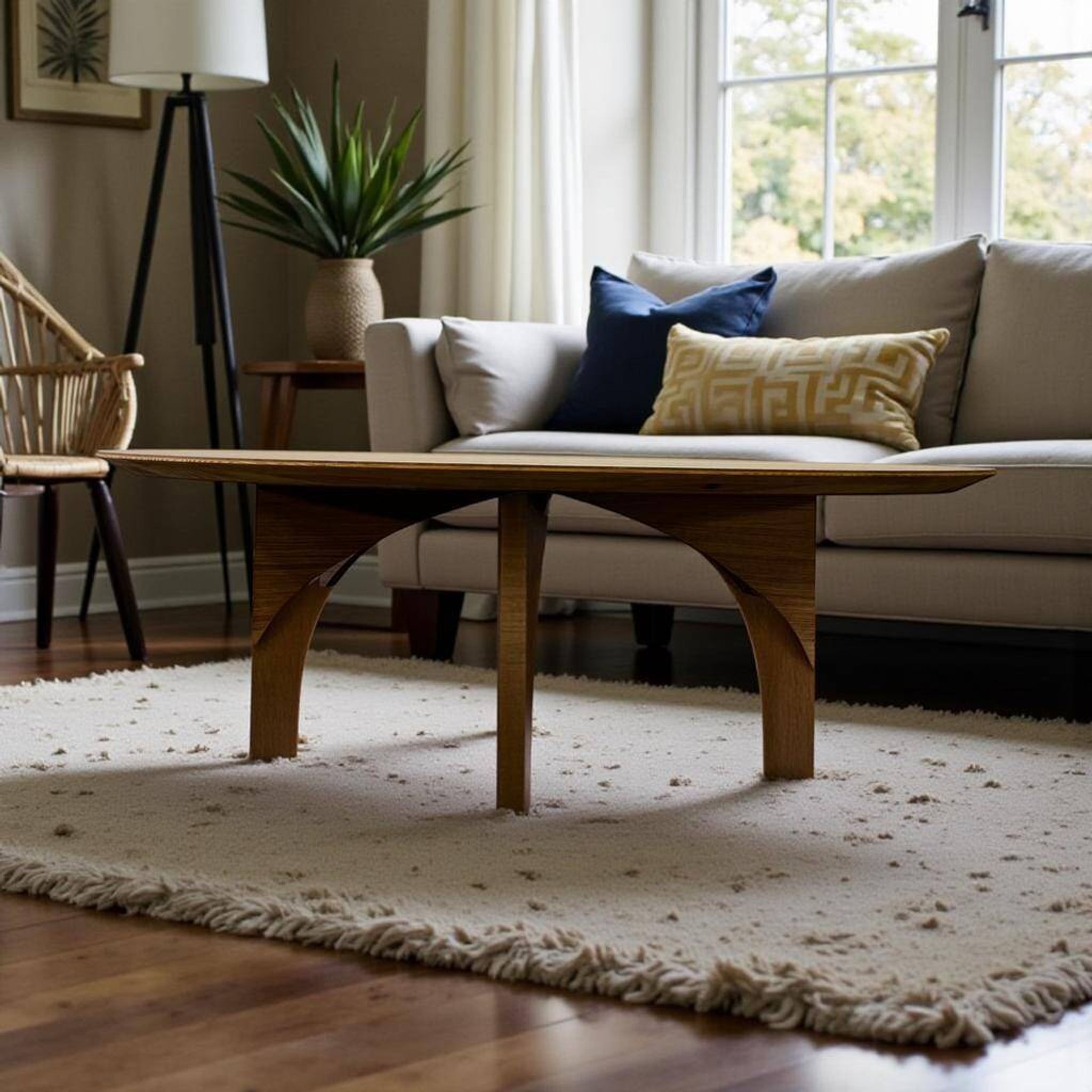 Table basse ovale rétro en bois