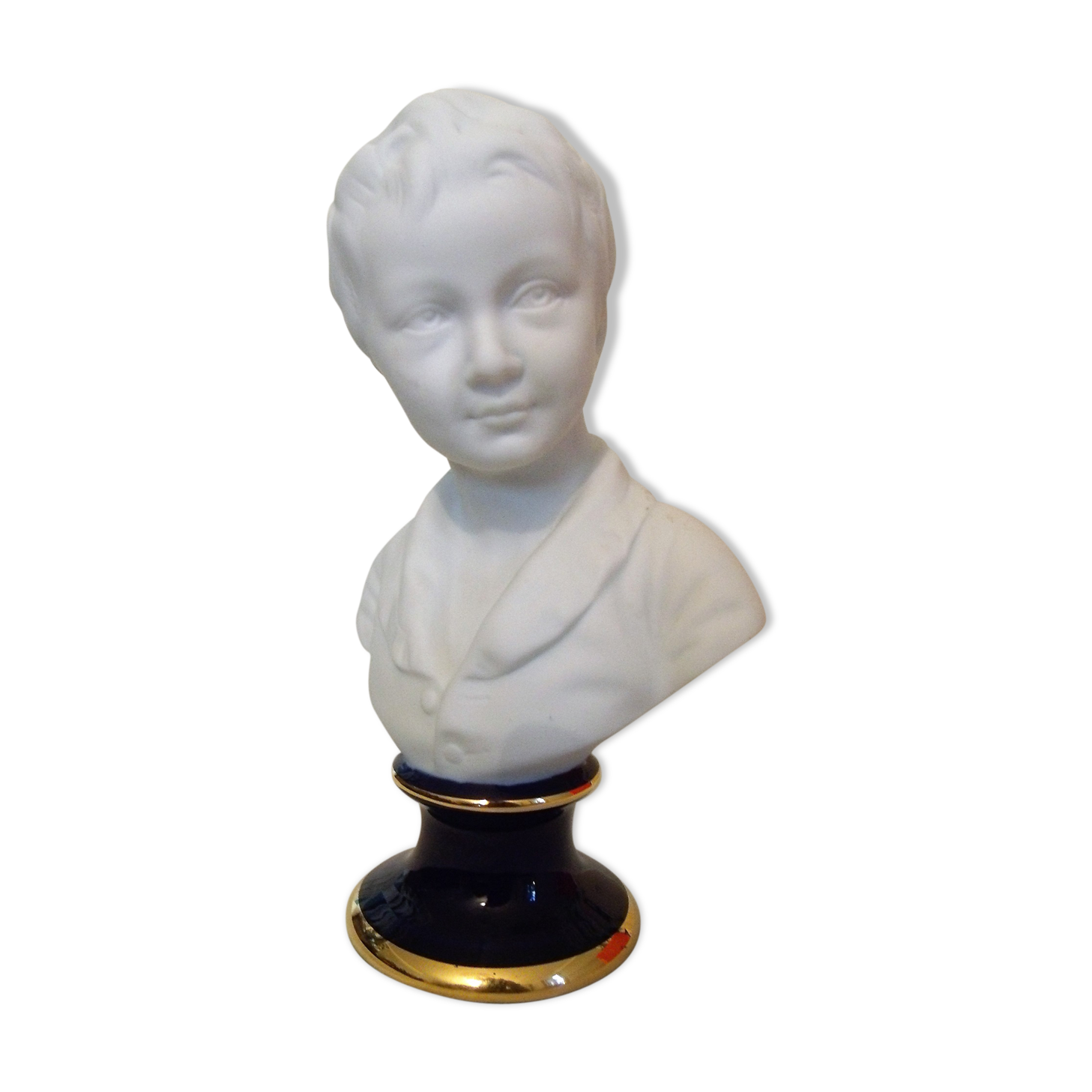 Buste de jeune garçon en biscuit de porcelaine de Limoges signé Ternet