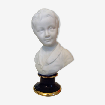 Bust of a young boy in Ternet signed Limoges porcelain biscuit