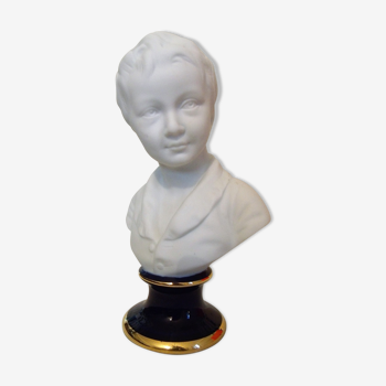 Buste de jeune garçon en biscuit de porcelaine de Limoges signé Ternet