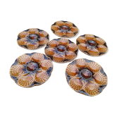 Series of 6 plates of Sarguemine, seashell in Barbotine de s