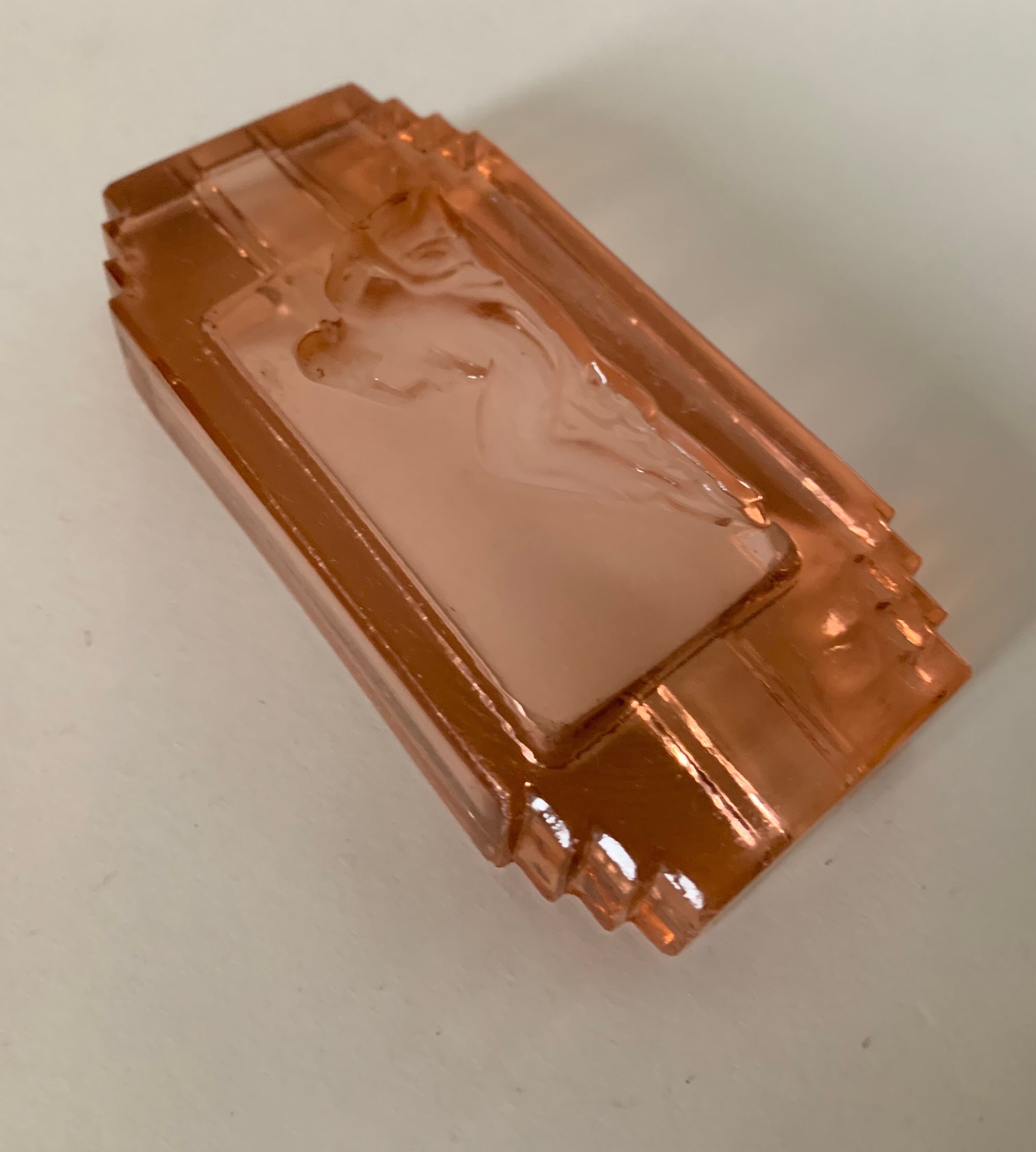 Cendrier verre rose Art Deco