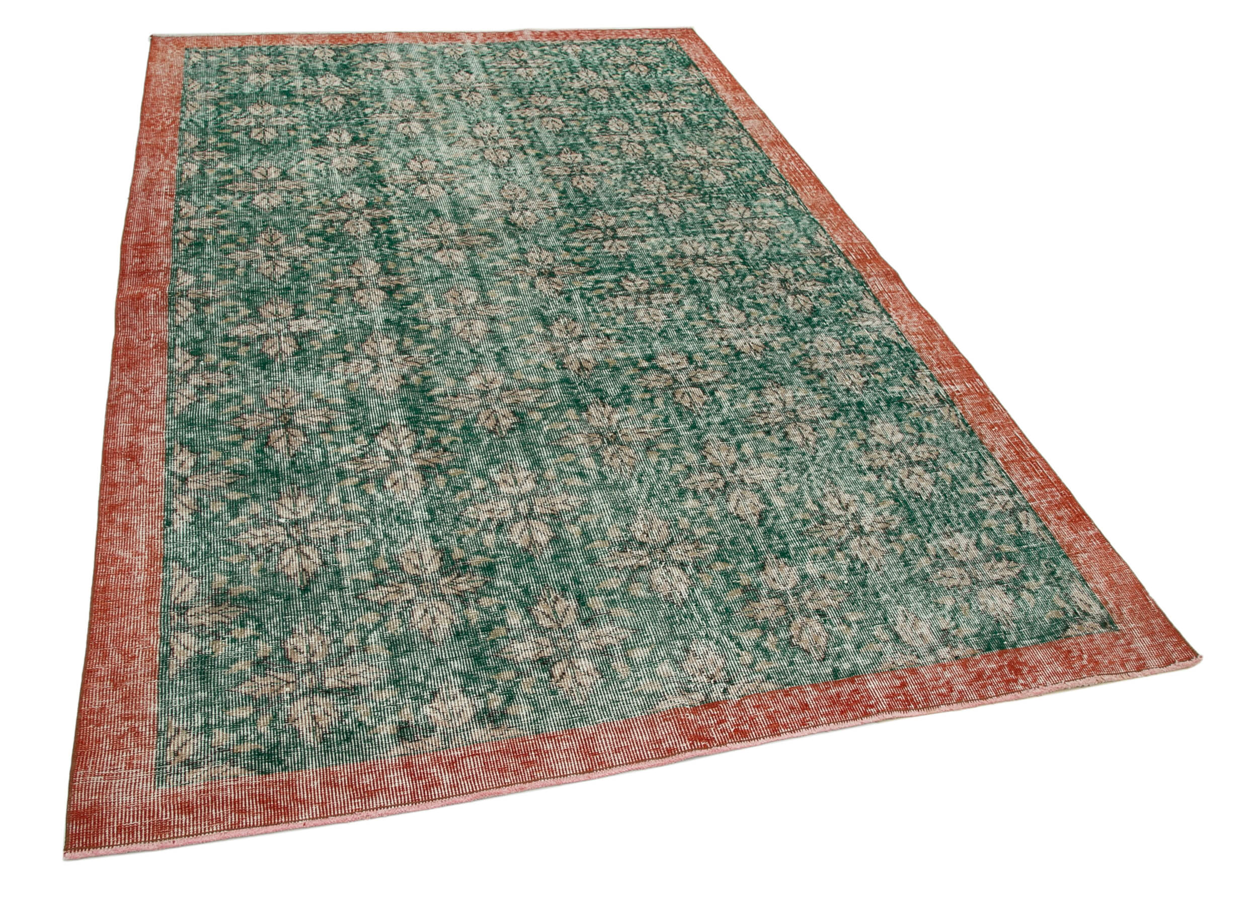 Anatolian Handwoven One-of-a-Kind 1980s Green Rug 164 cm x 253 cm