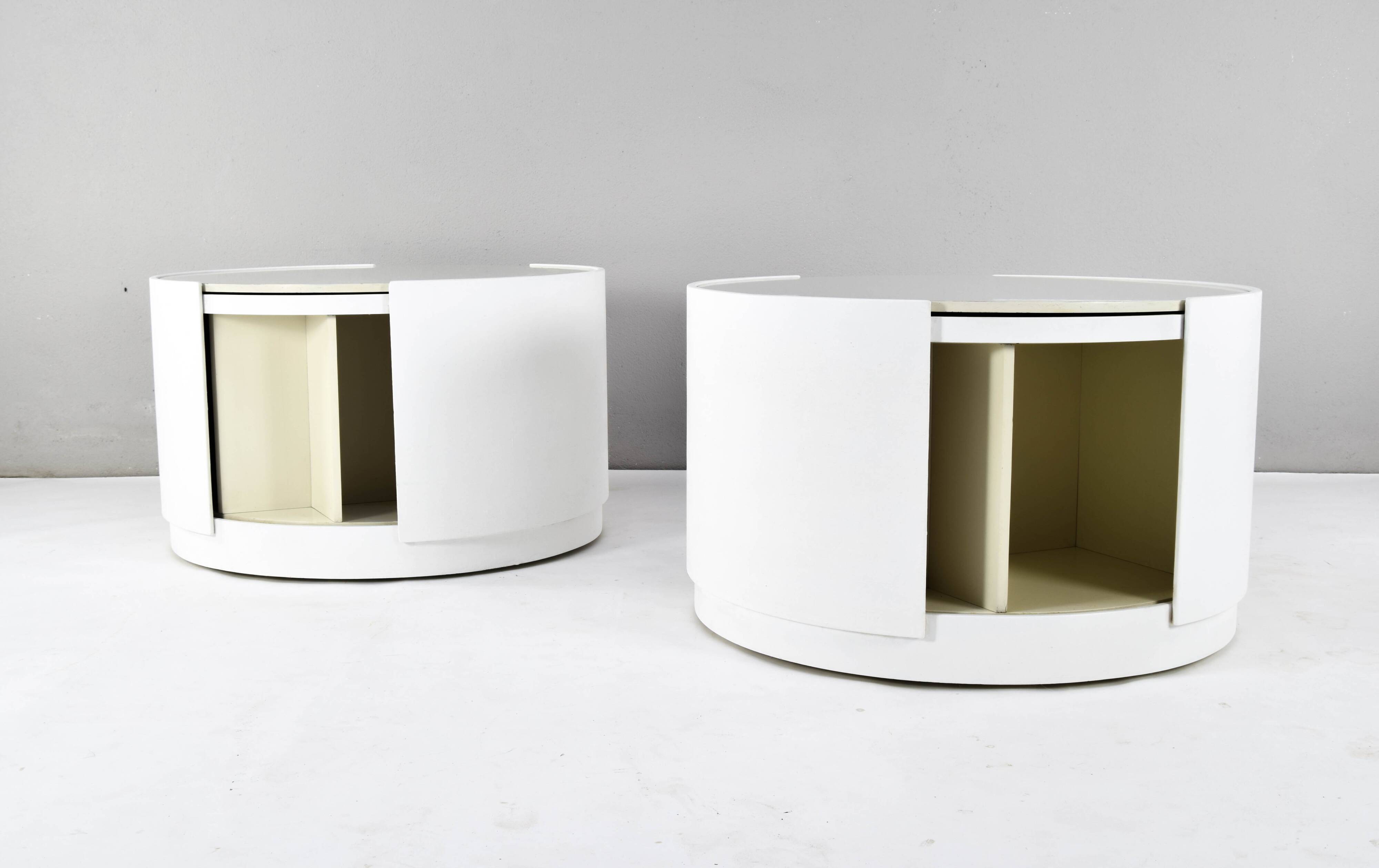 Set of Two Eugenio Gerli Tavolino container girevole T128 Revolver Italy 1969