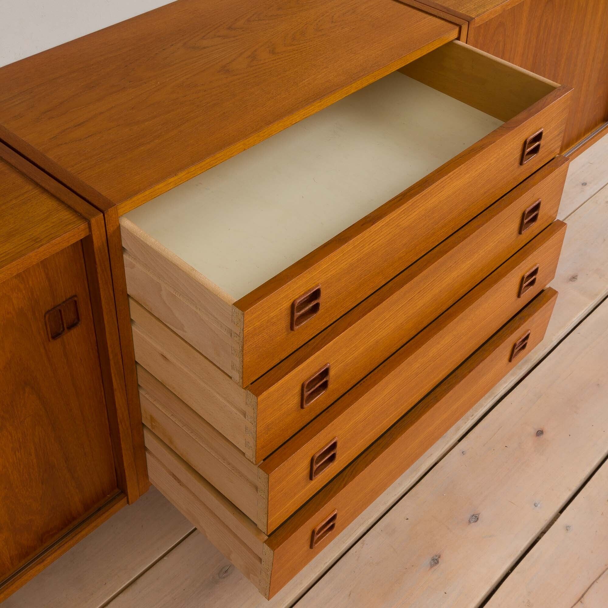 Vintage danish modular teak bookcase 1970s