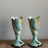 Paire de vases barbotine anciens