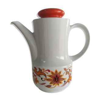 Vintage orange teapot in Bavarian porcelain Schumann Arzberg Germany