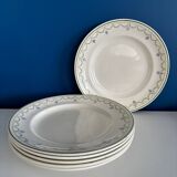 1900s Set of 6 vintage earthenware flat plates, Violetta model by Longwy