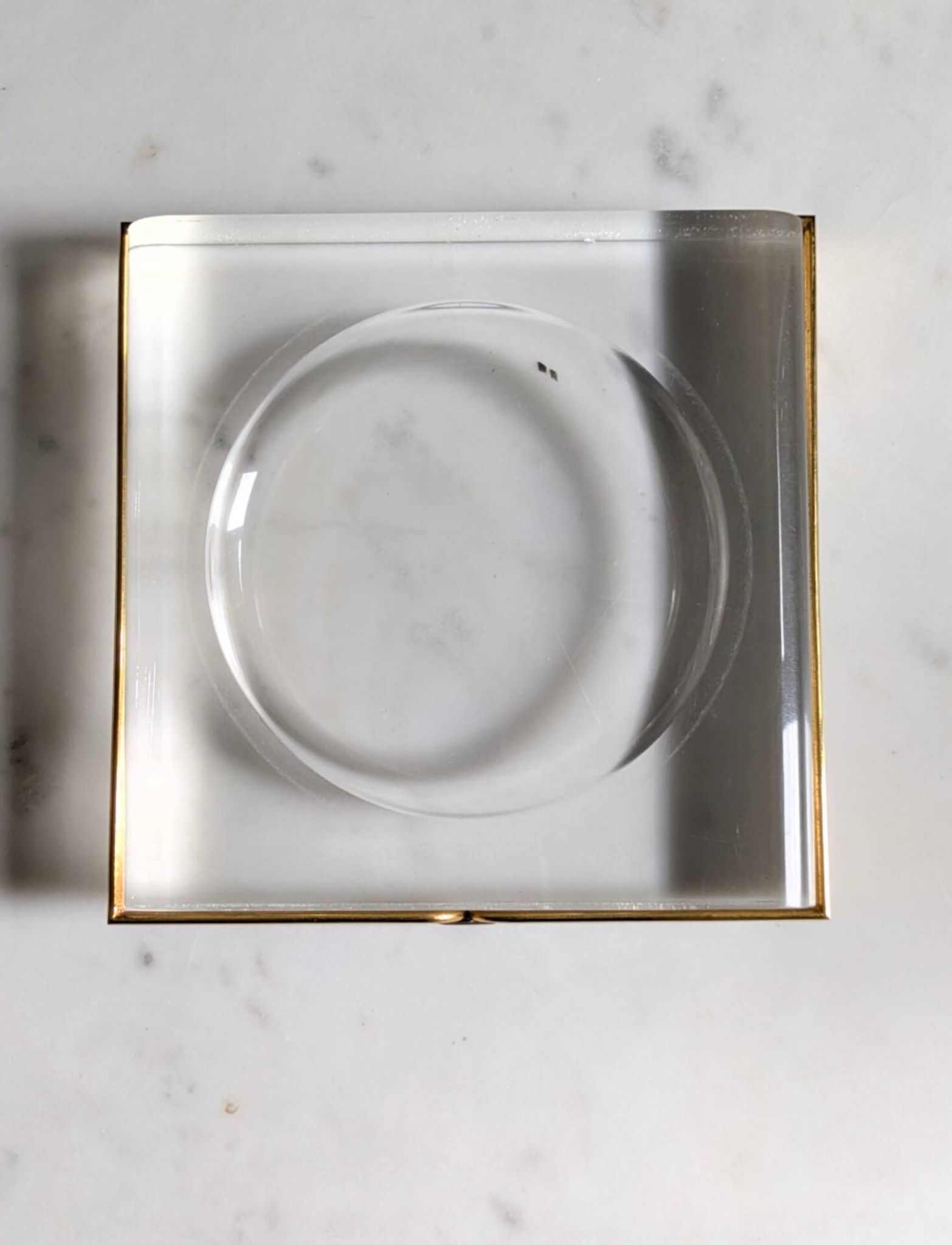 Lucite and brass catchall attributed to Claude Malle/Maison Roméo.