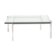 Square coffee table with steel frame by Poul Kjærholm