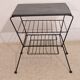 Vintage pedestal table in leather and metal 1960