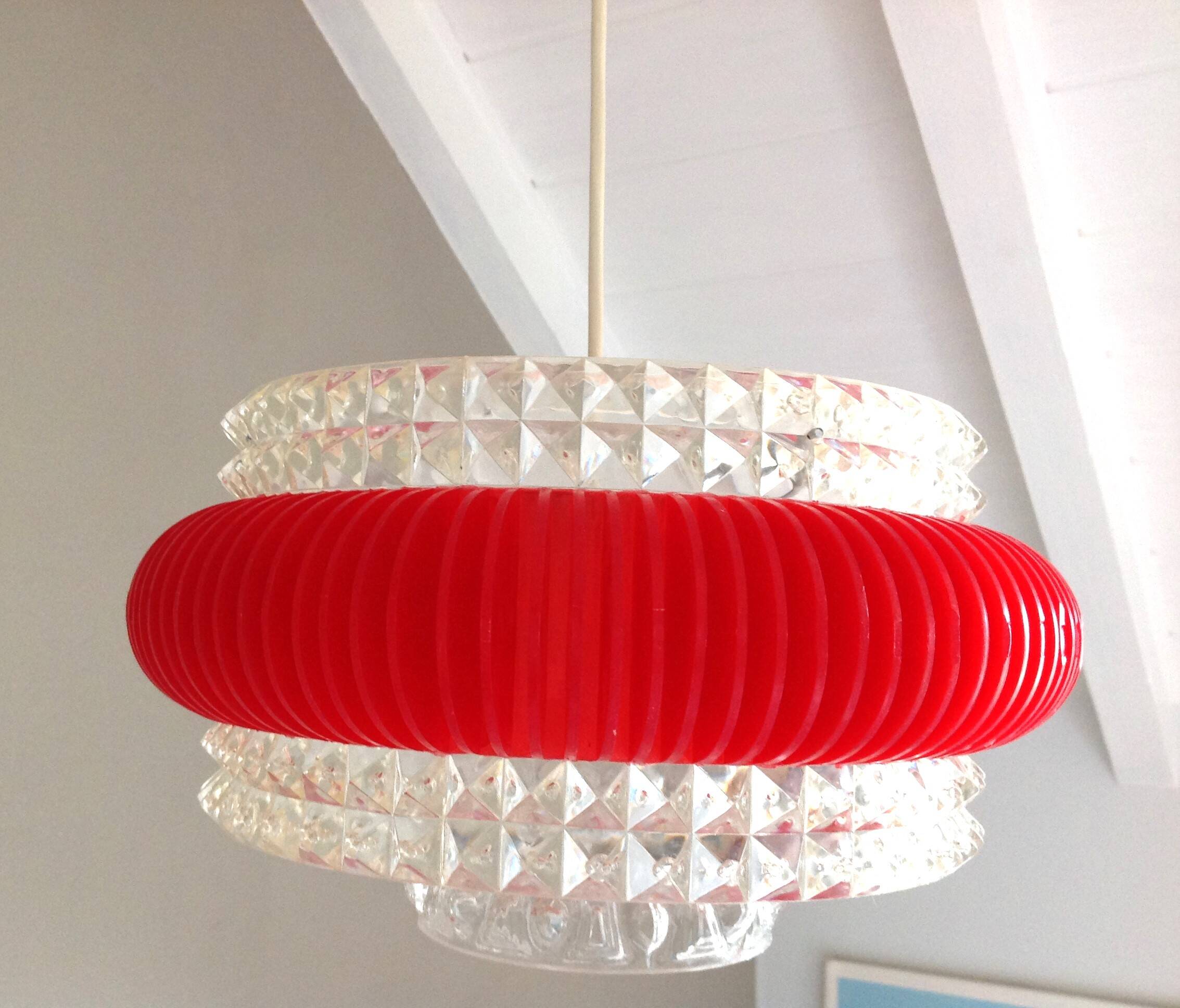 Suspension in glass and plexiglass with diamond points / vintage 60s-70s