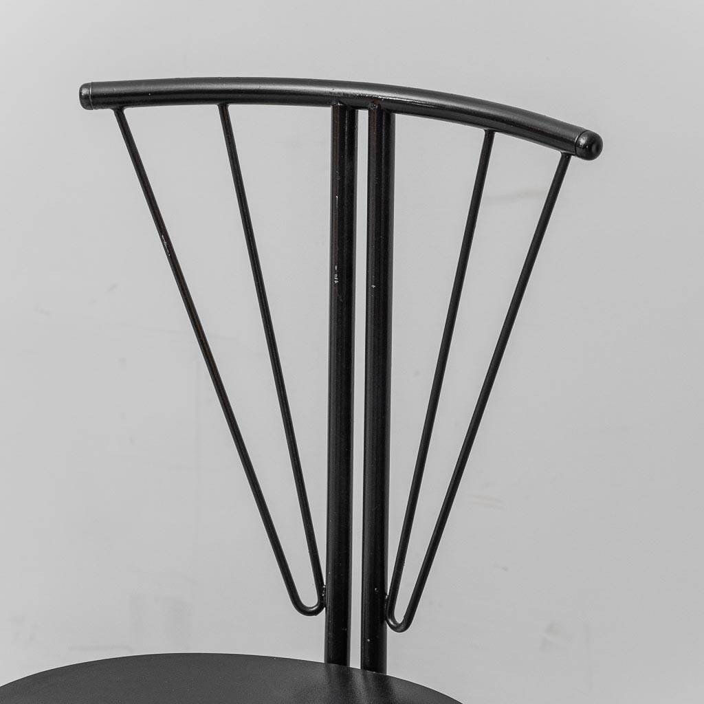 Set of 4 folding chairs in metal and wood, 1970s vintage