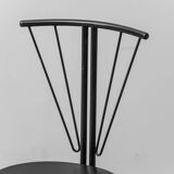 Set of 4 folding chairs in metal and wood, 1970s vintage