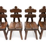 Set of 4 chairs brutalist spotted oak 1935