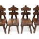 Set de 4 chaises brutalistes en chêne tacheté 1935