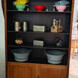 Large waxed pine bookcase with two doors