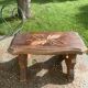 Bench in carved and varnished wood, mountain chalet decoration, old