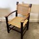 Pair of custom made oak and rattan armchairs, France, 1940s