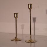 Scandinavian candlesticks pair brass 1960